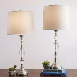 Kirklands Home Silver Crystal Table Lamp, Set of 2 White Best