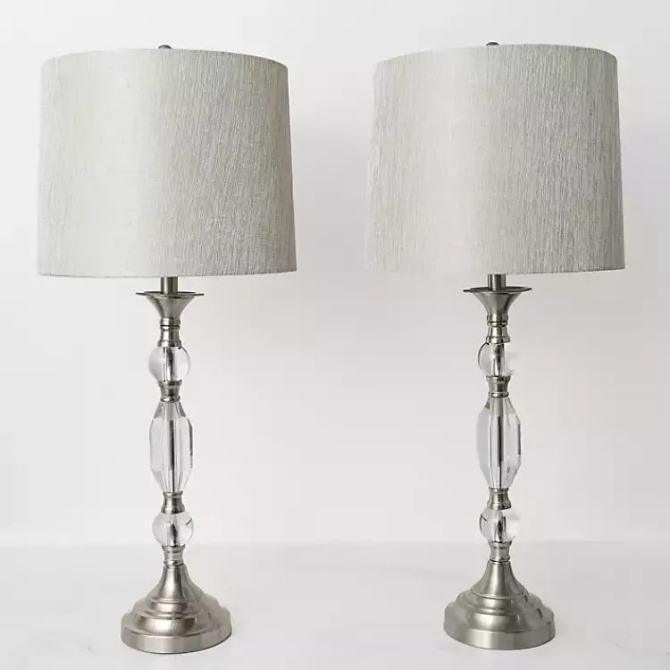 Kirklands Home Silver Crystal Table Lamp, Set of 2 White Best