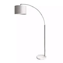 Kirklands Home Curved Floor Lamp with Marble Base Silver Discount