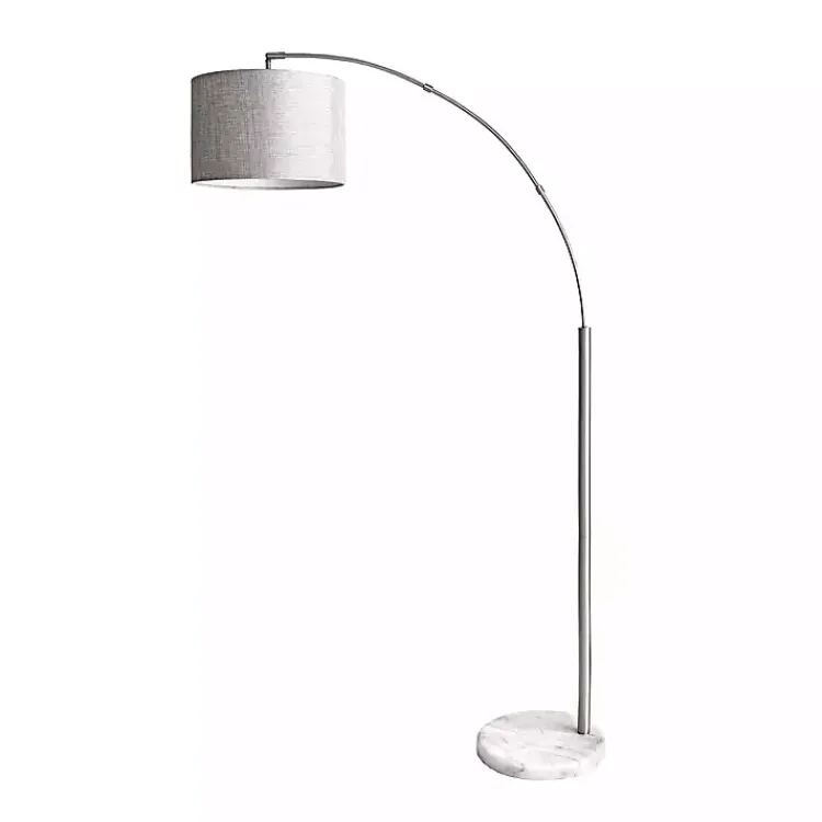 Kirklands Home Curved Floor Lamp with Marble Base Silver Discount