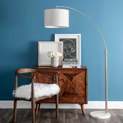 Kirklands Home Curved Floor Lamp with Marble Base Silver Discount