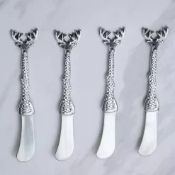 Christmas Dining & Entertaining>Kirklands Home Deer Cheese Spreaders, Set of 4 Silver