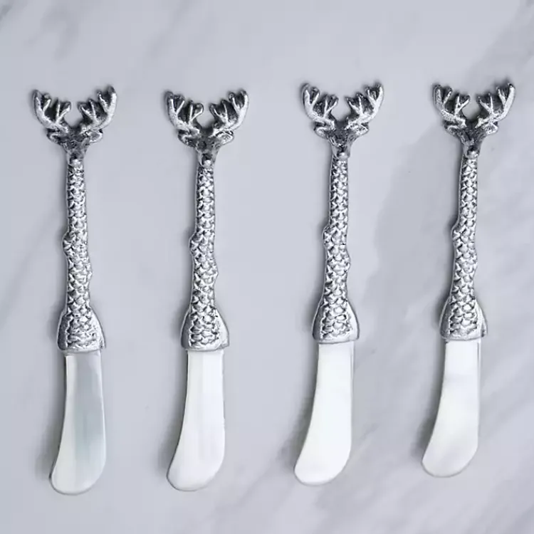 Christmas Dining & Entertaining>Kirklands Home Deer Cheese Spreaders, Set of 4 Silver