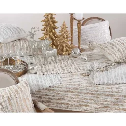 Kirklands Home Faux Fur Brushed Metallic Foil Table Runner Silver Clearance