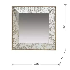 Kirklands Home Silver Floral Square Wood Wall Mirror Discount