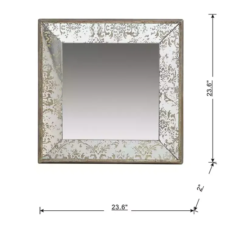 Kirklands Home Silver Floral Square Wood Wall Mirror Discount