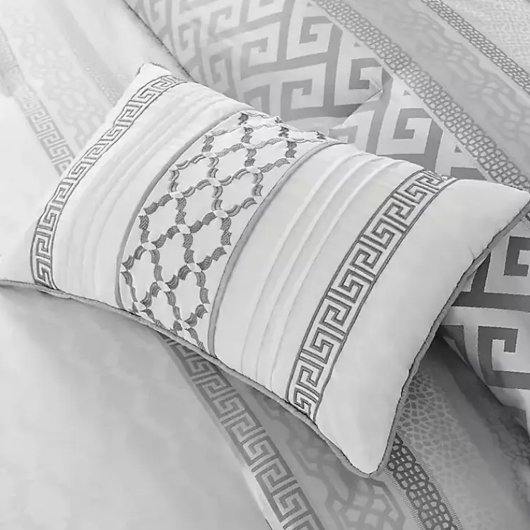 Kirklands Home Silver Geometric Stripes 7-pc. Queen Comforter Set