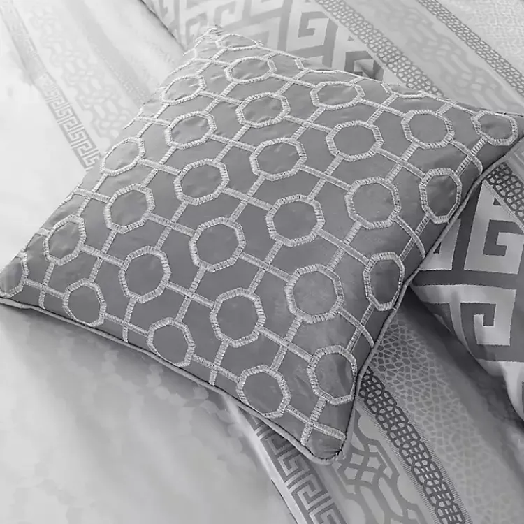 Kirklands Home Silver Geometric Stripes 7-pc. Queen Comforter Set
