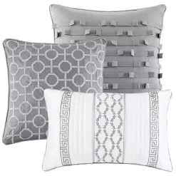 Kirklands Home Silver Geometric Stripes 7-pc. King Comforter Set Clearance