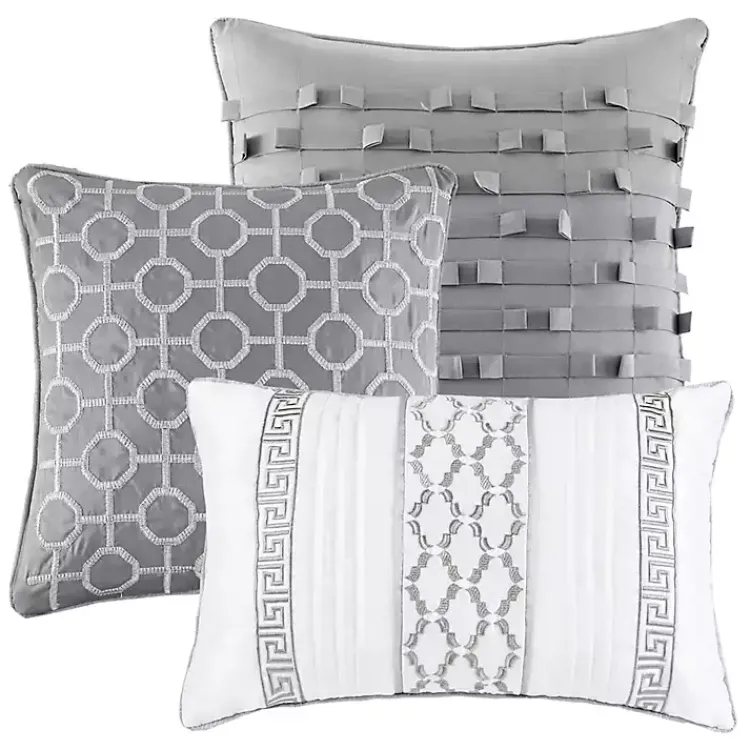 Kirklands Home Silver Geometric Stripes 7-pc. King Comforter Set Clearance