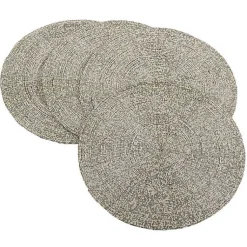 Kirklands Home Glass Beaded Placemats, Set of 4 Silver Hot