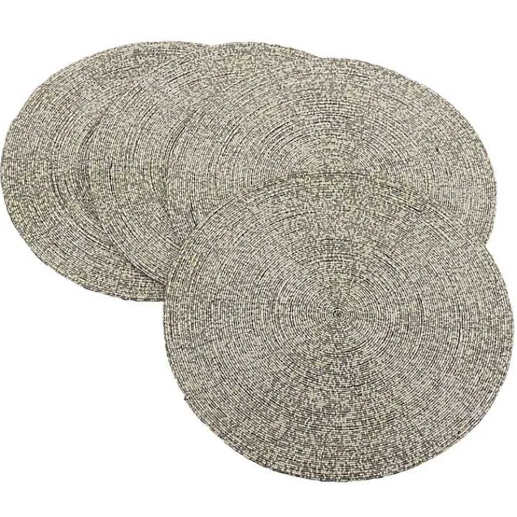 Kirklands Home Glass Beaded Placemats, Set of 4 Silver Hot