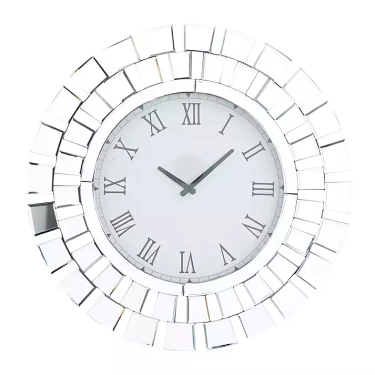 Kirklands Home Silver Glass Mirror Abstract Wall Clock