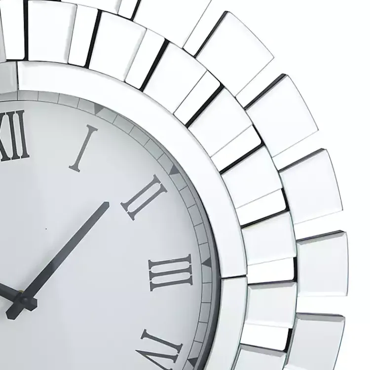 Kirklands Home Silver Glass Mirror Abstract Wall Clock