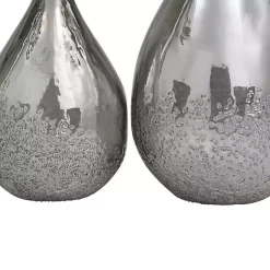 Vases>Kirklands Home Glass Teardrop Textured Vases, Set of 2 Silver