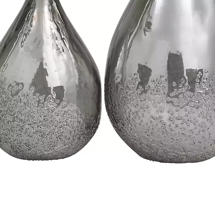 Vases>Kirklands Home Glass Teardrop Textured Vases, Set of 2 Silver