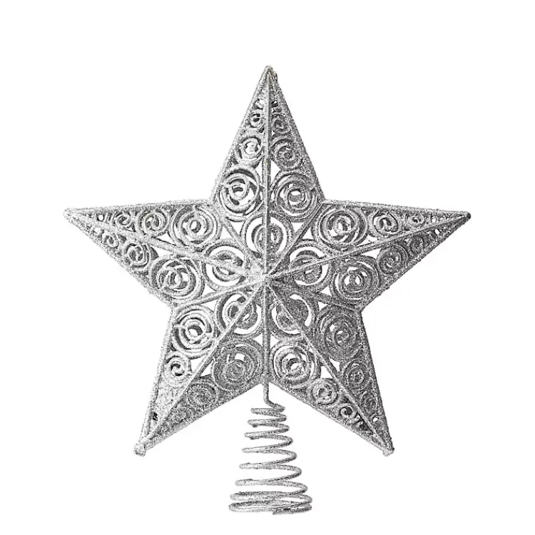 Christmas Tree Decorations>Kirklands Home Glitter Classic Star Tree Topper Silver