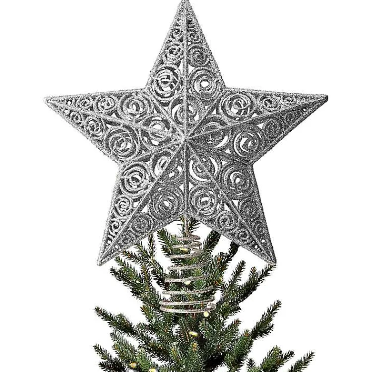 Christmas Tree Decorations>Kirklands Home Glitter Classic Star Tree Topper Silver