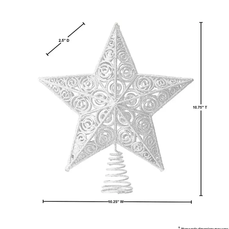Christmas Tree Decorations>Kirklands Home Glitter Classic Star Tree Topper Silver