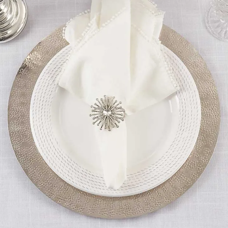 Kirklands Home Glitter Starburst 4-pc. Napkin Ring Set Silver