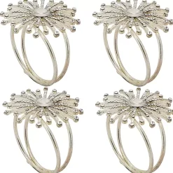 Kirklands Home Glitter Starburst 4-pc. Napkin Ring Set Silver