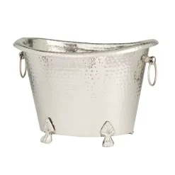 Kirklands Home Hammered Metal Footed Wine Bucket Silver Best