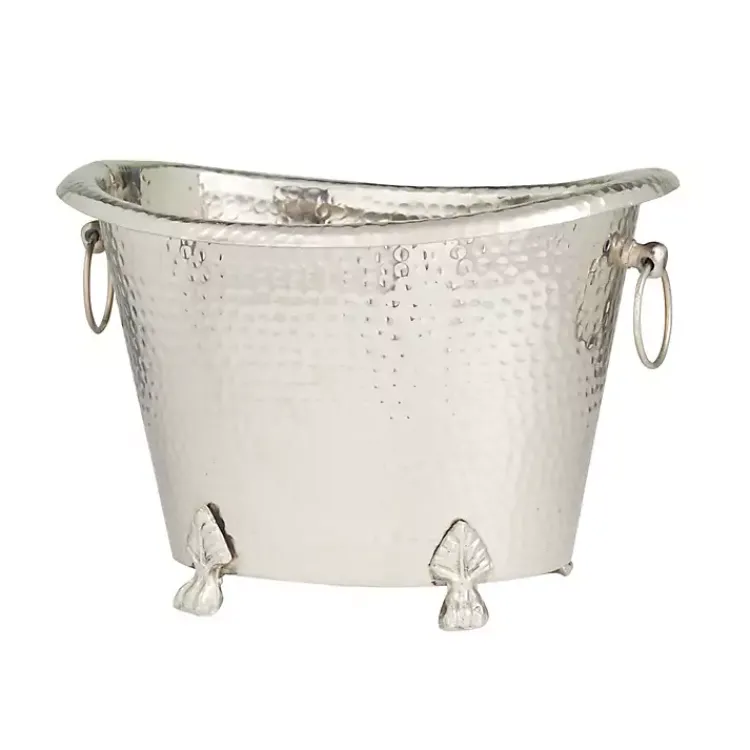 Kirklands Home Hammered Metal Footed Wine Bucket Silver Best