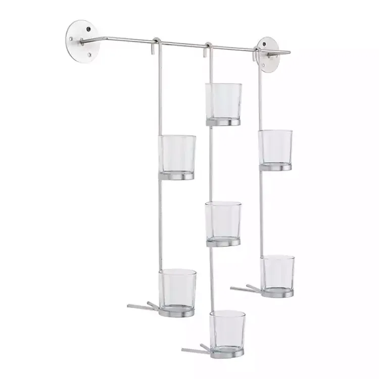 Sconces>Kirklands Home Hanging Glass Votive Wall Plaque Silver