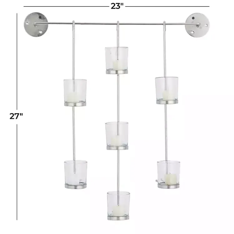 Sconces>Kirklands Home Hanging Glass Votive Wall Plaque Silver