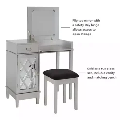 Kirklands Home Silver Lattice Ella 2-pc. Vanity Set Gray Discount