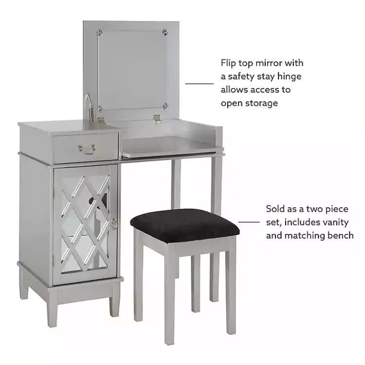 Kirklands Home Silver Lattice Ella 2-pc. Vanity Set Gray Discount