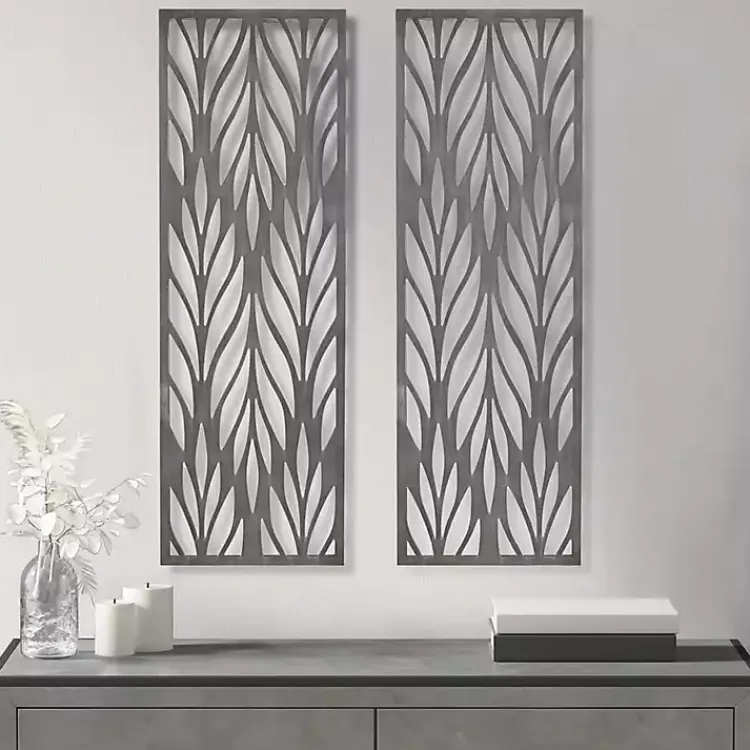 Kirklands Home Silver Madison Park Florian Wall Plaques, Set of 2 Gray