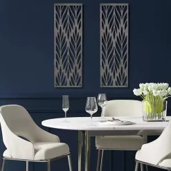 Kirklands Home Silver Madison Park Florian Wall Plaques, Set of 2 Gray