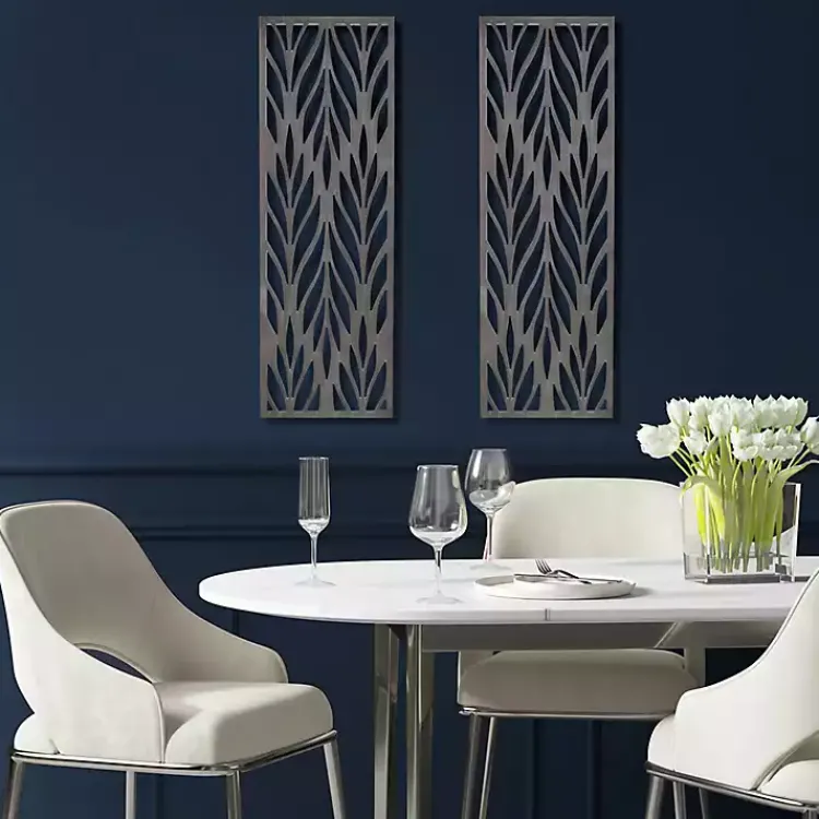 Kirklands Home Silver Madison Park Florian Wall Plaques, Set of 2 Gray