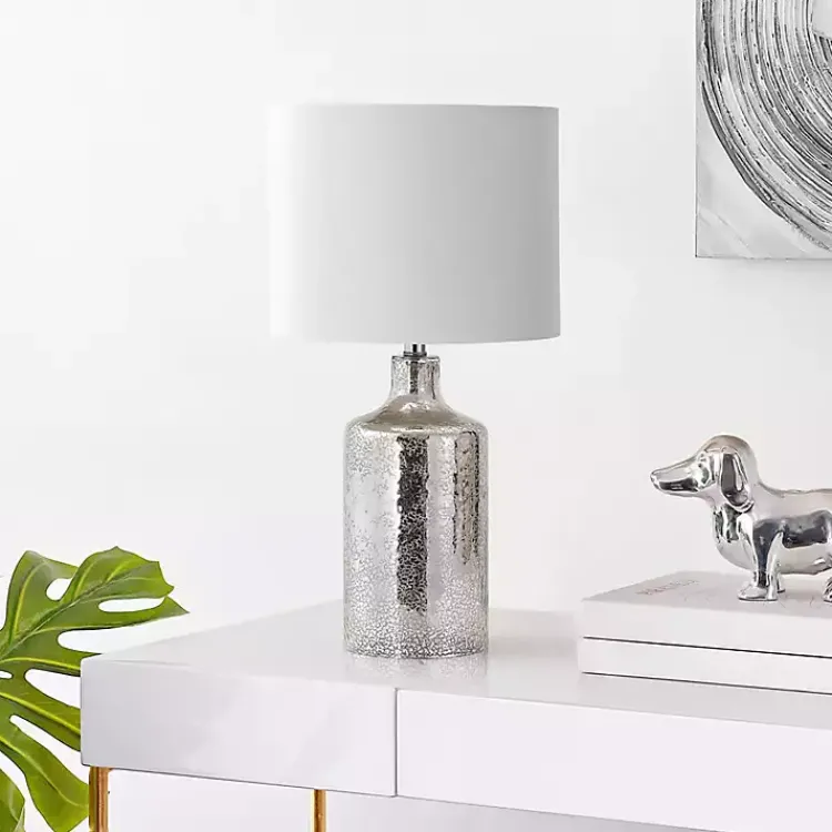 Kirklands Home Silver Mercury Glass Cylinder Table Lamp White Best