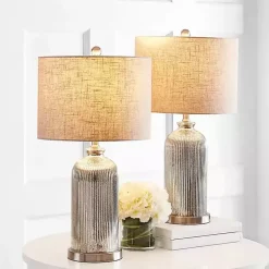 Kirklands Home Silver Mercury Glass Ribbed Table Lamps, Set of 2 Tan Best