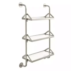 Kirklands Home Metal and Glass 3-Tier Wall Shelf Silver Clearance