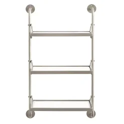 Kirklands Home Metal and Glass 3-Tier Wall Shelf Silver Clearance