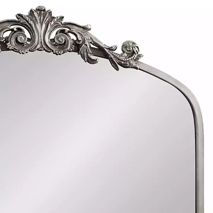 Kirklands Home Silver Metal Arch Ornate Crown Wall Mirror Discount