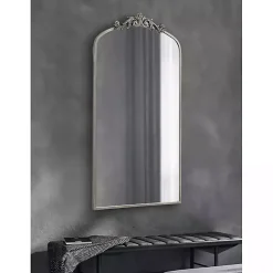 Kirklands Home Silver Metal Arch Ornate Crown Wall Mirror Discount