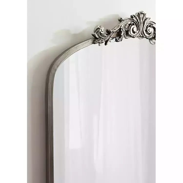Kirklands Home Silver Metal Arch Ornate Crown Wall Mirror Discount