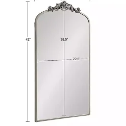 Kirklands Home Silver Metal Arch Ornate Crown Wall Mirror Discount