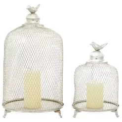 Lanterns>Kirklands Home Metal Bird Cage Cloche Lanterns, Set of 2 Silver