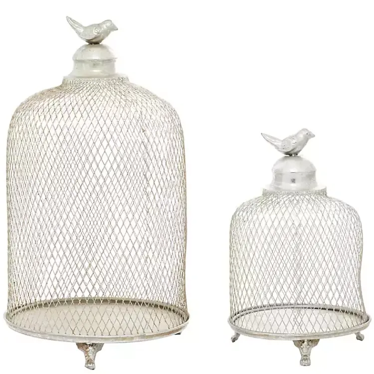 Lanterns>Kirklands Home Metal Bird Cage Cloche Lanterns, Set of 2 Silver