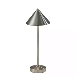 Kirklands Home Metal Cone Shade Cordless Table Lamp Silver New