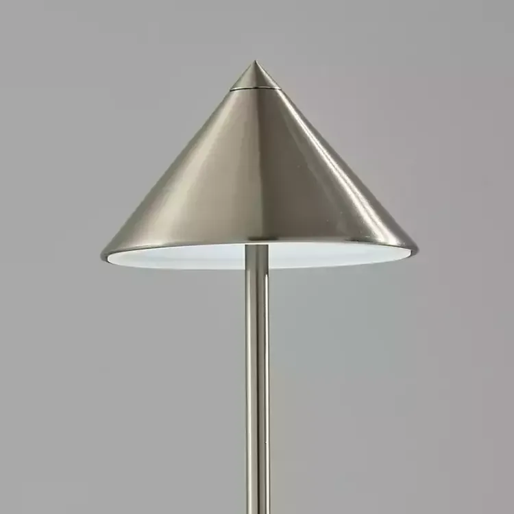 Kirklands Home Metal Cone Shade Cordless Table Lamp Silver New