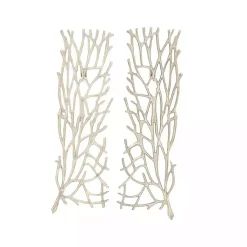 Kirklands Home Metal Coral Panel Wall Plaques, Set of 2 Silver Discount