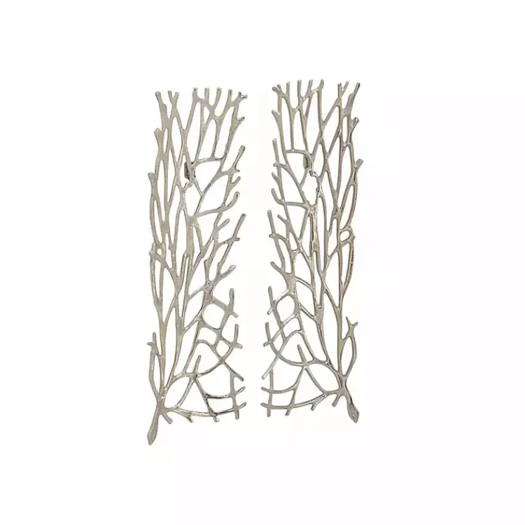 Kirklands Home Metal Coral Panel Wall Plaques, Set of 2 Silver Discount