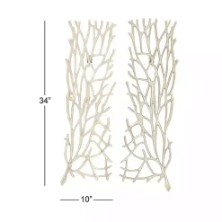 Kirklands Home Metal Coral Panel Wall Plaques, Set of 2 Silver Discount
