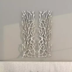 Kirklands Home Metal Coral Panel Wall Plaques, Set of 2 Silver Discount